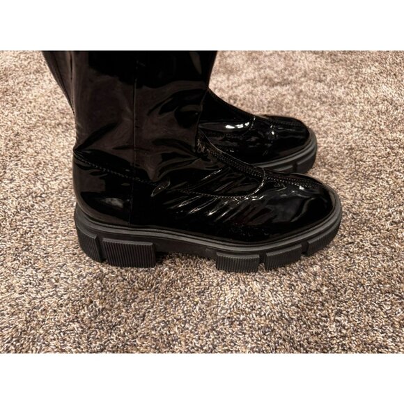 ZARA FLAT STRETCH LUG BOOTS BLACK SIZE EURO 38 EUC - Picture 3 of 5